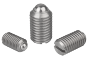 Pressori a molla con intaglio e sfera, acciaio inox Pressori a molla con intaglio e sfera, acciaio inox
