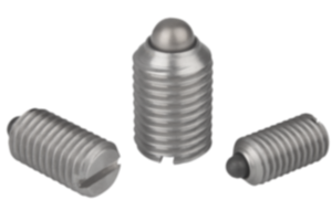 Federnde Druckstücke mit Schlitz und Druckstift, Edelstahl Federnde Druckstücke mit Schlitz und Druckstift, Edelstahl