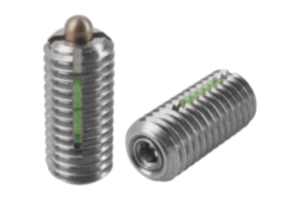 Federnde Druckstücke mit Innensechskant und Druckstift, Edelstahl, Standard Federkraft, mit Gewindesicherung - inch Federnde Druckstücke mit Innensechskant und Druckstift, Edelstahl, Standard Federkraft, mit Gewindesicherung - inch