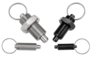 Spine di posizione in acciaio o acciaio inox senza collare, con anello di trazione in acciaio inox Spine di posizione in acciaio o acciaio inox senza collare, con anello di trazione in acciaio inox