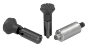Spine di posizione in acciaio o acciaio inox, versione liscia, senza collare, con impugnatura a fungo in plastica, con coperchio Spine di posizione in acciaio o acciaio inox, versione liscia, senza collare, con impugnatura a fungo in plastica, con coperchio