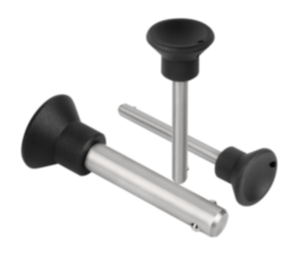 Axe de fixation en inox avec bouton de manœuvre en plastique Axe de fixation en inox avec bouton de manœuvre en plastique