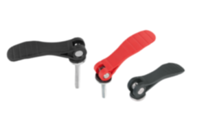 Leva eccentrica in plastica con filettatura interna ed esterna, rondella di pressione in plastica-metallo e vite prigioniera in acciaio o acciaio inox - inch Leva eccentrica in plastica con filettatura interna ed esterna, rondella di pressione in plastica-metallo e vite prigioniera in acciaio o acciaio inox - inch