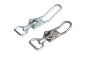 Chiusure a leva in acciaio o acciaio inox con staffa di serraggio triangolare, forza fino a 6500N, regolabili, fori di fissaggio visibili Chiusure a leva in acciaio o acciaio inox con staffa di serraggio triangolare, forza fino a 6500N, regolabili, fori di fissaggio visibili