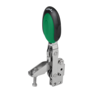 Sauterelle à levier vertical avec verrouillage de sécurité avec embase verticale et broche de pression réglable, Inox Sauterelle à levier vertical avec verrouillage de sécurité avec embase verticale et broche de pression réglable, Inox