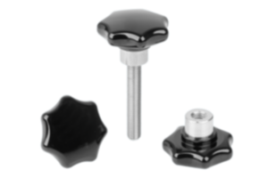 Boutons étoiles en plastique avec insert acier saillant Boutons étoiles en plastique avec insert acier saillant