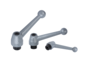 Leva di serraggio in acciaio, con filettatura interna, verniciatura martellata, inserto filettato in acciaio brunito Leva di serraggio in acciaio, con filettatura interna, verniciatura martellata, inserto filettato in acciaio brunito