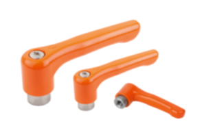 Clamping levers, die-cast zinc, flat with internal thread, threaded insert stainless steel