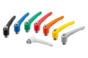 Maniglie a leva in zinco pressofuso con filettatura interna e tappo di protezione, inserto filettato in acciaio inox Maniglie a leva in zinco pressofuso con filettatura interna e tappo di protezione, inserto filettato in acciaio inox
