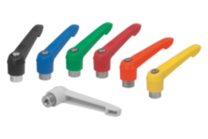 Clamping levers, plastic with internal thread, threaded insert stainless steel