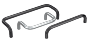 Poignées de manutention en acier, profil rond chromé mat ou thermolaqué, montage à l’arrière Poignées de manutention en acier, profil rond chromé mat ou thermolaqué, montage à l’arrière