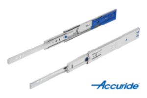 Glissières télescopiques en acier pour montage latéral, extension intégrale, résistance à la charge jusqu'à 68 kg Glissières télescopiques en acier pour montage latéral, extension intégrale, résistance à la charge jusqu'à 68 kg