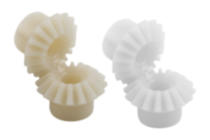 Engrenages coniques en plastique, rapport 1:1 traités par pulvérisation, denture droite, angle de pression 20° Engrenages coniques en plastique, rapport 1:1 traités par pulvérisation, denture droite, angle de pression 20°