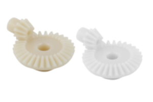 Engrenages coniques en plastique, rapport 1:3 traités par pulvérisation, denture droite, angle de pression 20° Engrenages coniques en plastique, rapport 1:3 traités par pulvérisation, denture droite, angle de pression 20°