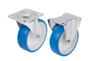 Swivel and fixed castors steel plate, for sterile areas Swivel and fixed castors steel plate, for sterile areas