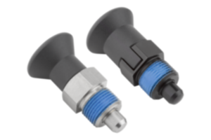 Spine di posizione in acciaio o acciaio inox, versione corta con impugnatura a fungo in plastica e frenafiletto Spine di posizione in acciaio o acciaio inox, versione corta con impugnatura a fungo in plastica e frenafiletto