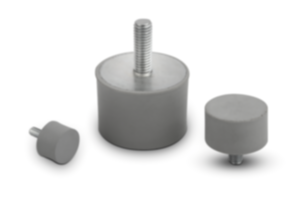 Tampone in gomma e acciaio inox tipo D cilindrico con filettatura esterna, grigio Tampone in gomma e acciaio inox tipo D cilindrico con filettatura esterna, grigio