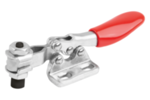 Mini sauterelle à levier horizontal avec embase horizontale à gauche et broche de pression réglable Mini sauterelle à levier horizontal avec embase horizontale à gauche et broche de pression réglable