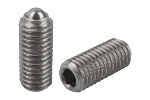Pressori a molla con esagono incassato e sfera, forza elastica standard