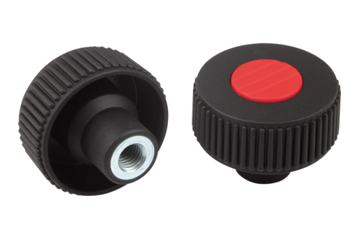 Rotelle zigrinate Forma K, con boccola filettata, con coperchio