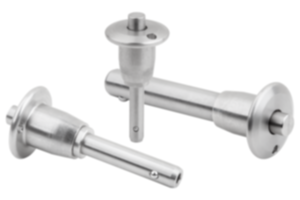 Goupille d'arrêt avec bouton de manœuvre en inox