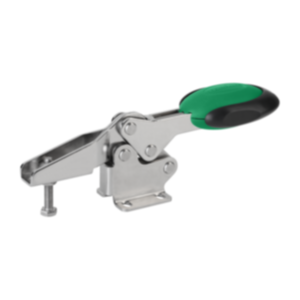 Schnellspanner horizontal mit Sicherheitsverriegelung mit waagrechtem Fuß und verstellbarer Andruckspindel, Edelstahl