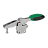 Schnellspanner horizontal mit Sicherheitsverriegelung mit senkrechtem Fuß und verstellbarer Andruckspindel, Edelstahl