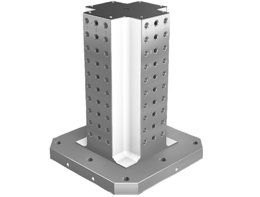 Tours de serrage en fonte grise 4 faces avec trame modulaire