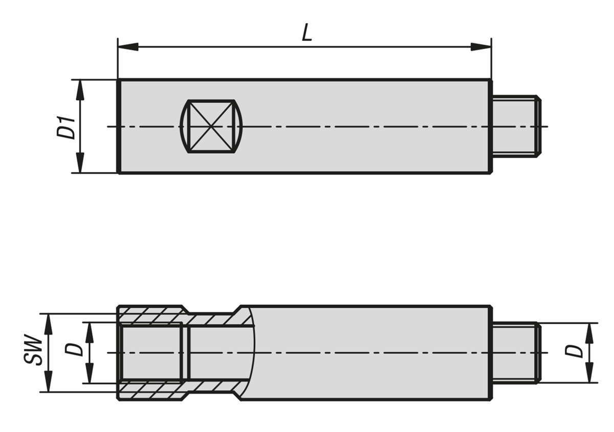 Verlängerungswellen für Werkstück-Stabilisator