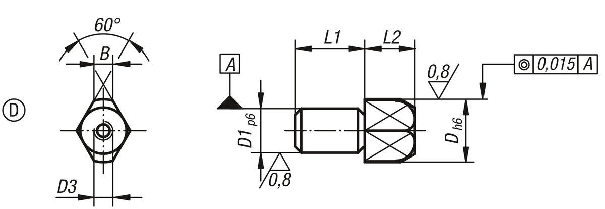 Aufnahmebolzen abziehbar Form D