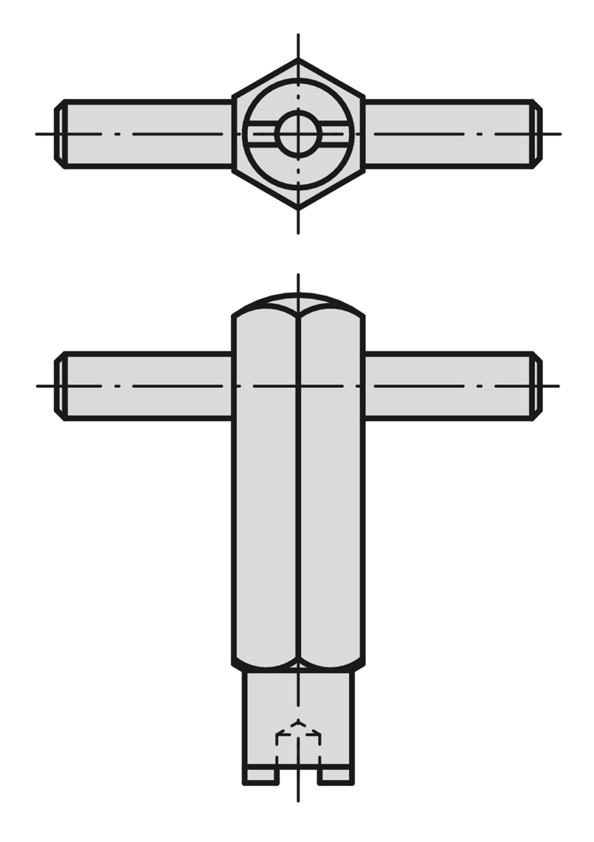 Federnde Druckstücke mit Innensechskant und Druckstift, leichte Federkraft
