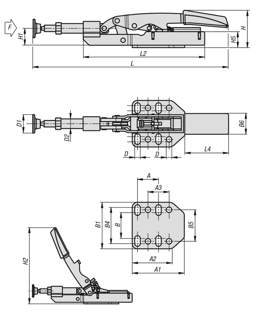 Schnellspanner variabel mit Schubstange