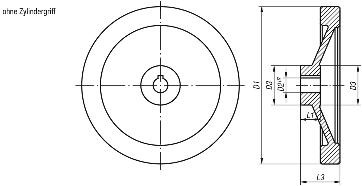 Scheibenhandräder aus Aluminium, ohne Zylindergriff