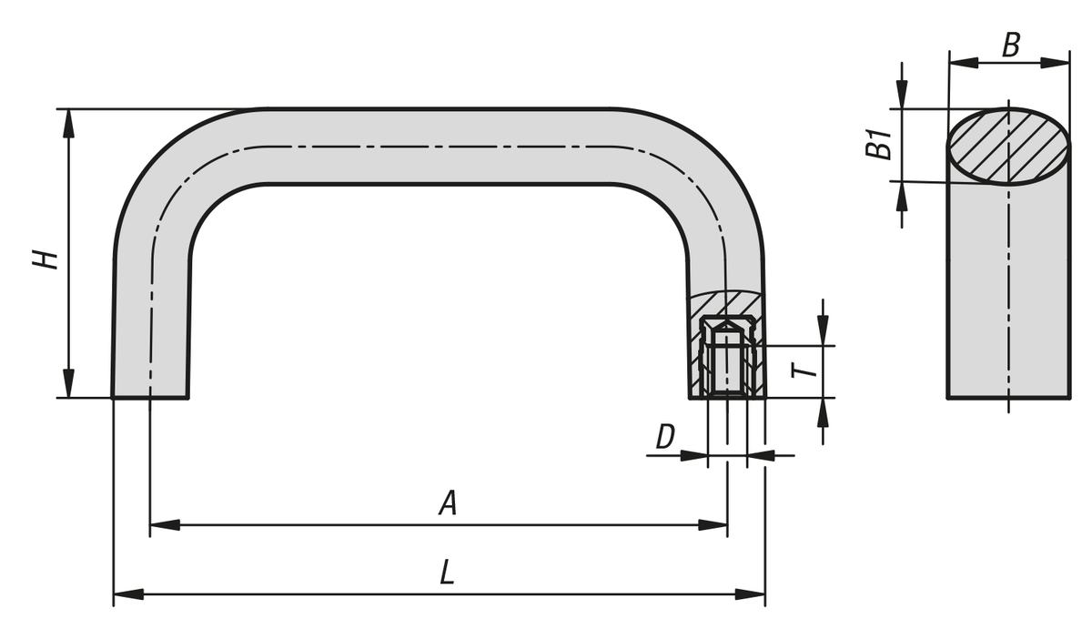 Bügelgriffe Kunststoff, oval