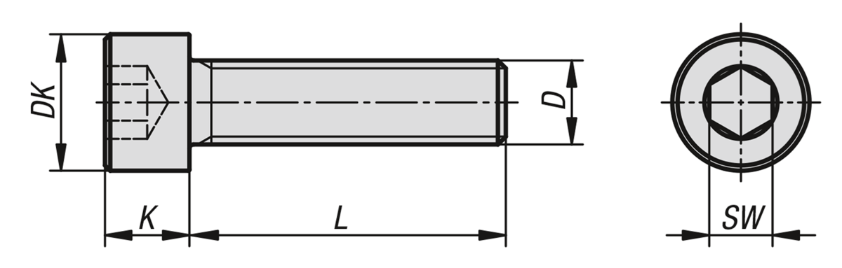 Zylinderschrauben mit Innensechskant Gewinde bis Kopf, DIN 912 / DIN EN ISO 4762