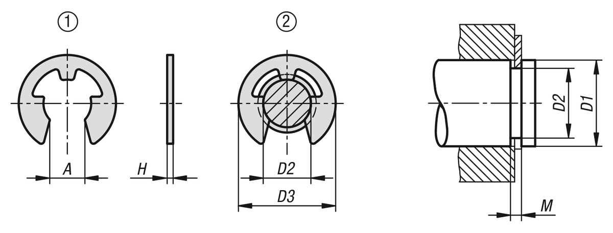 2 Stück  Sicherungsscheiben für Wellen DIN 6799  Größe von 7,0 mm  Güte 1.4122 