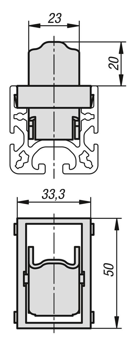 Éléments de blocage de marche arrière en acier pour rails à rouleaux