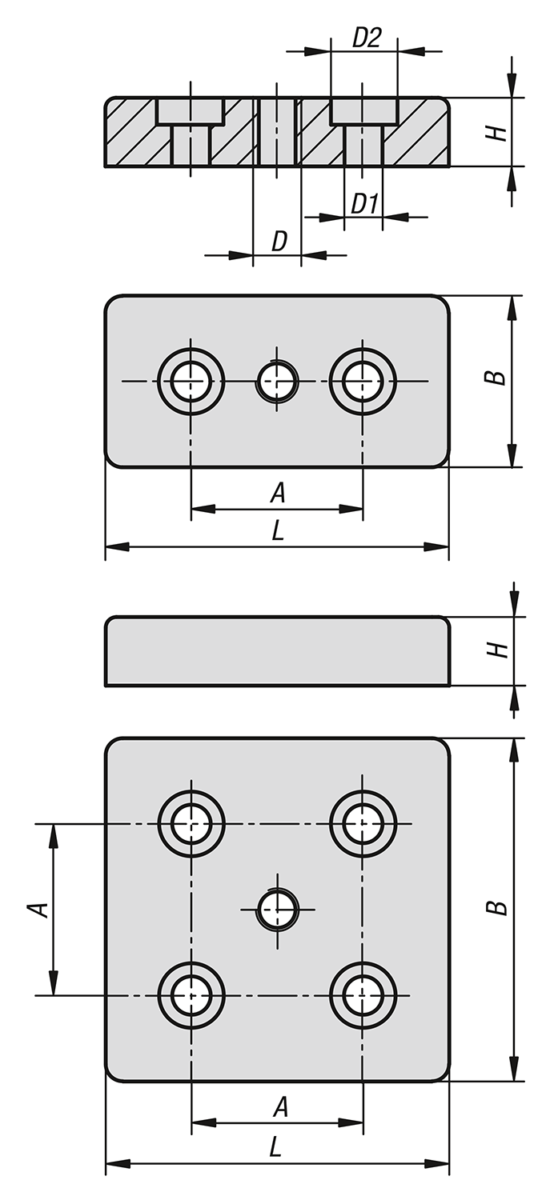 Fußplatten Typ B und Typ I