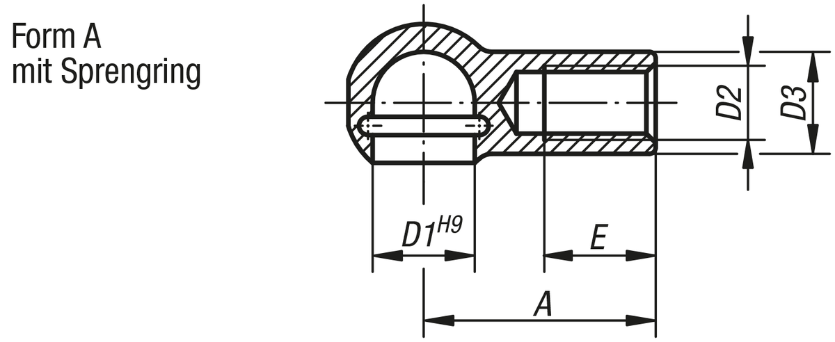 Kugelpfannen für Winkelgelenke DIN 71805 Form A