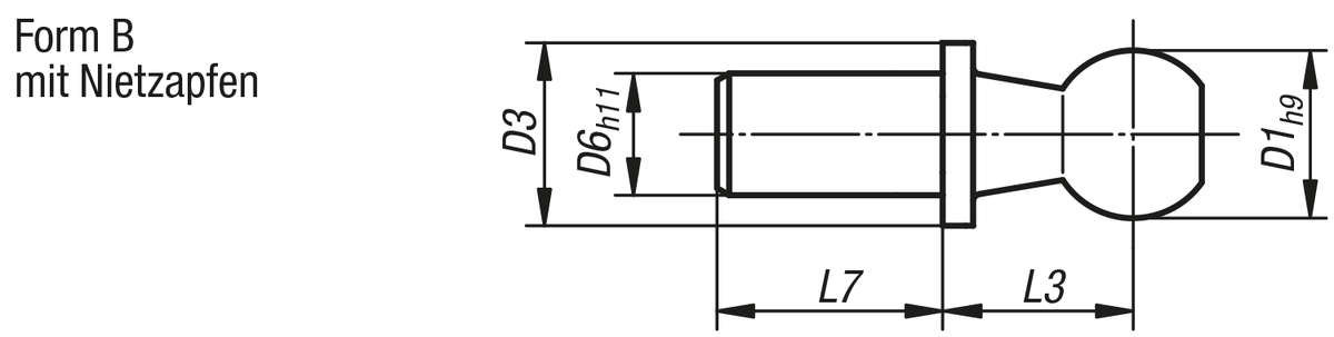 Kugelzapfen für Winkelgelenke DIN 71803 Form B