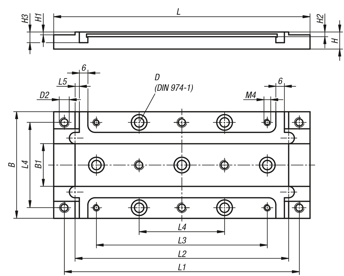 Montageplatten horizontal lang
