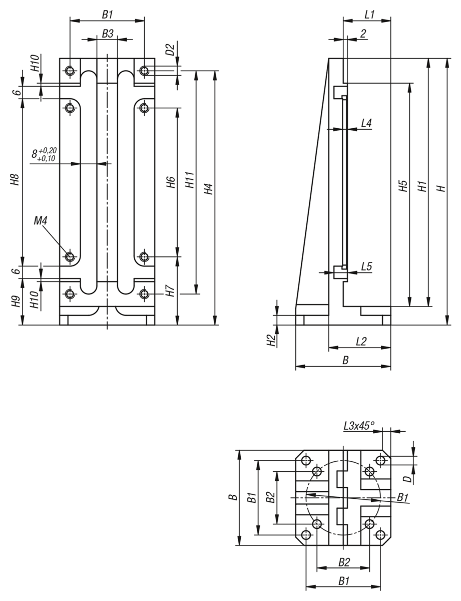 Montageplatten vertikal