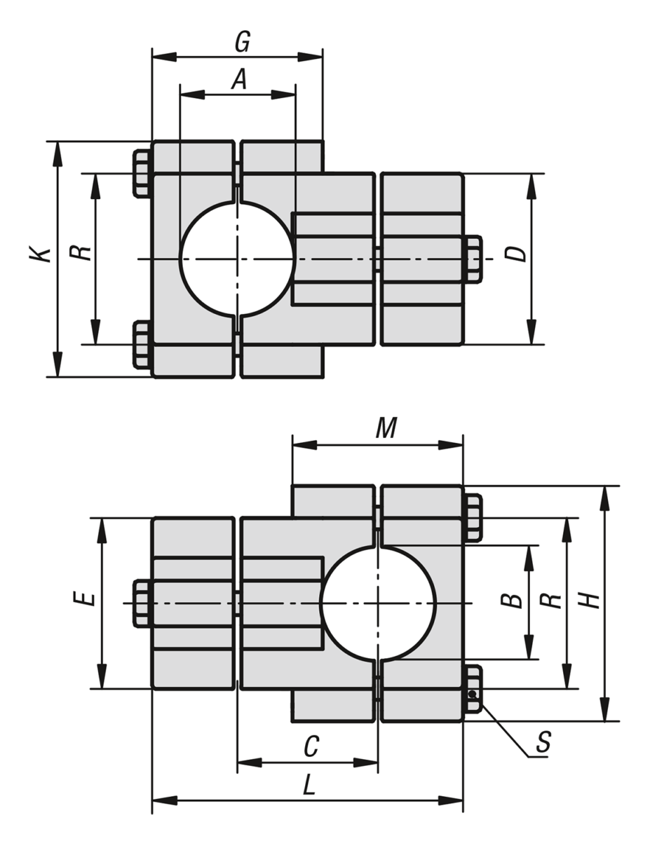 Rohrverbinder Kreuzstück Aluminium, inch