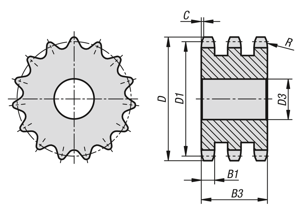 Corone triple 1/2" x 5/16" DIN ISO 606