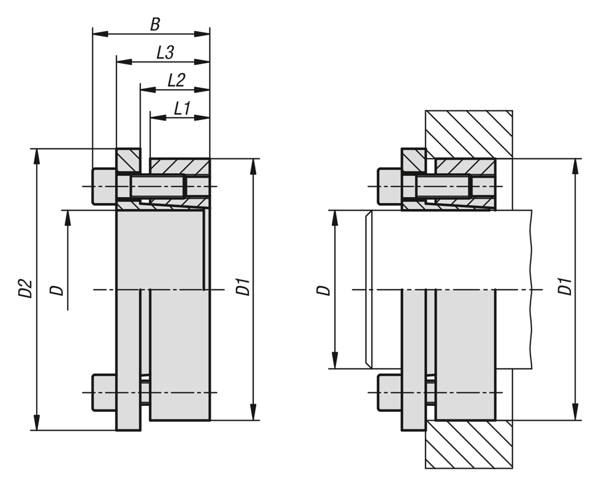 Spannsätze Form F kurze Bauform mit Axialring