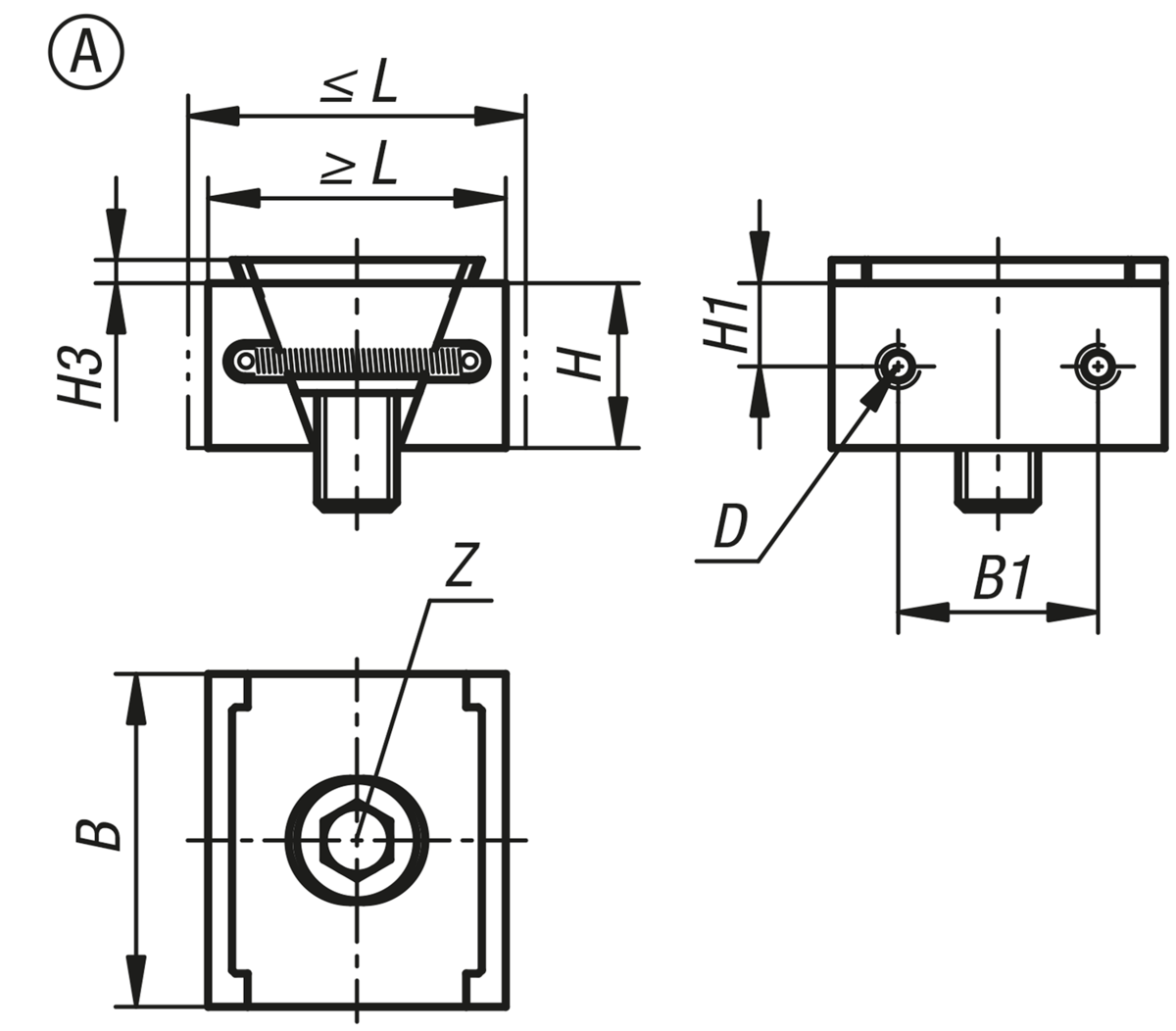 Keilspanner, Form A, Spannflächen glatt