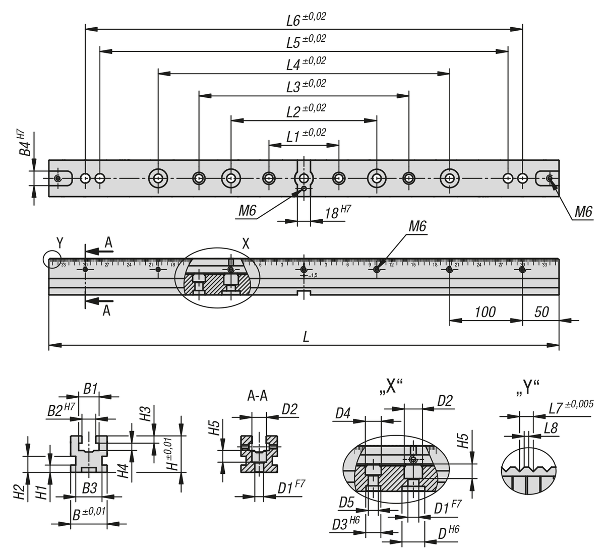 Spannschienen für Mehrfach-Spannsystem
