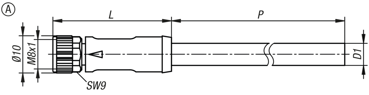 Steckverbinder M8x1 Buchse mit Schraubverriegelung ungeschirmt, Form A, Buchse gerade