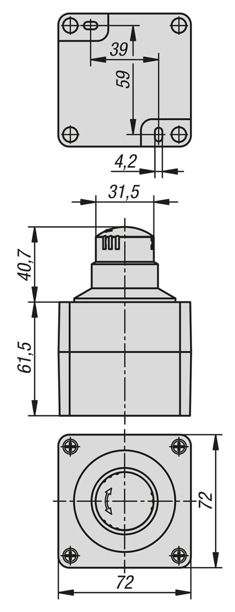 Not-Halt-Taster im Gehäuse Ø 22,3 mm mit Kontaktblöcken, Leitungseinführung M20