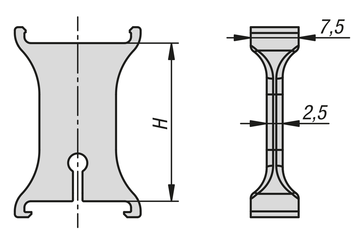 Separatori in plastica per catene portacavi, altezza interna 25 mm